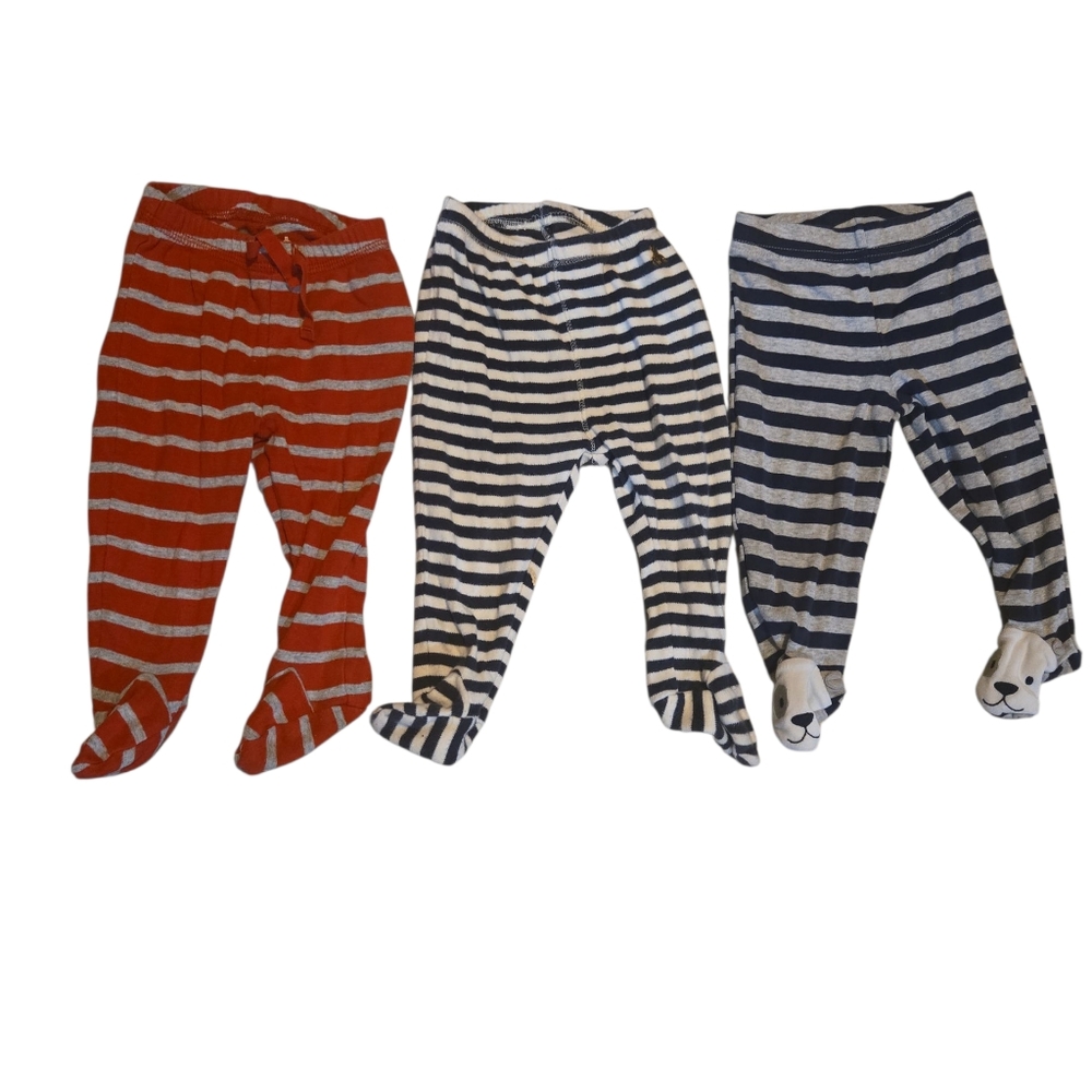 Footed Striped Baby Pants Set - Red, Navy, and Cream. Baby GAP, Child Of Mine